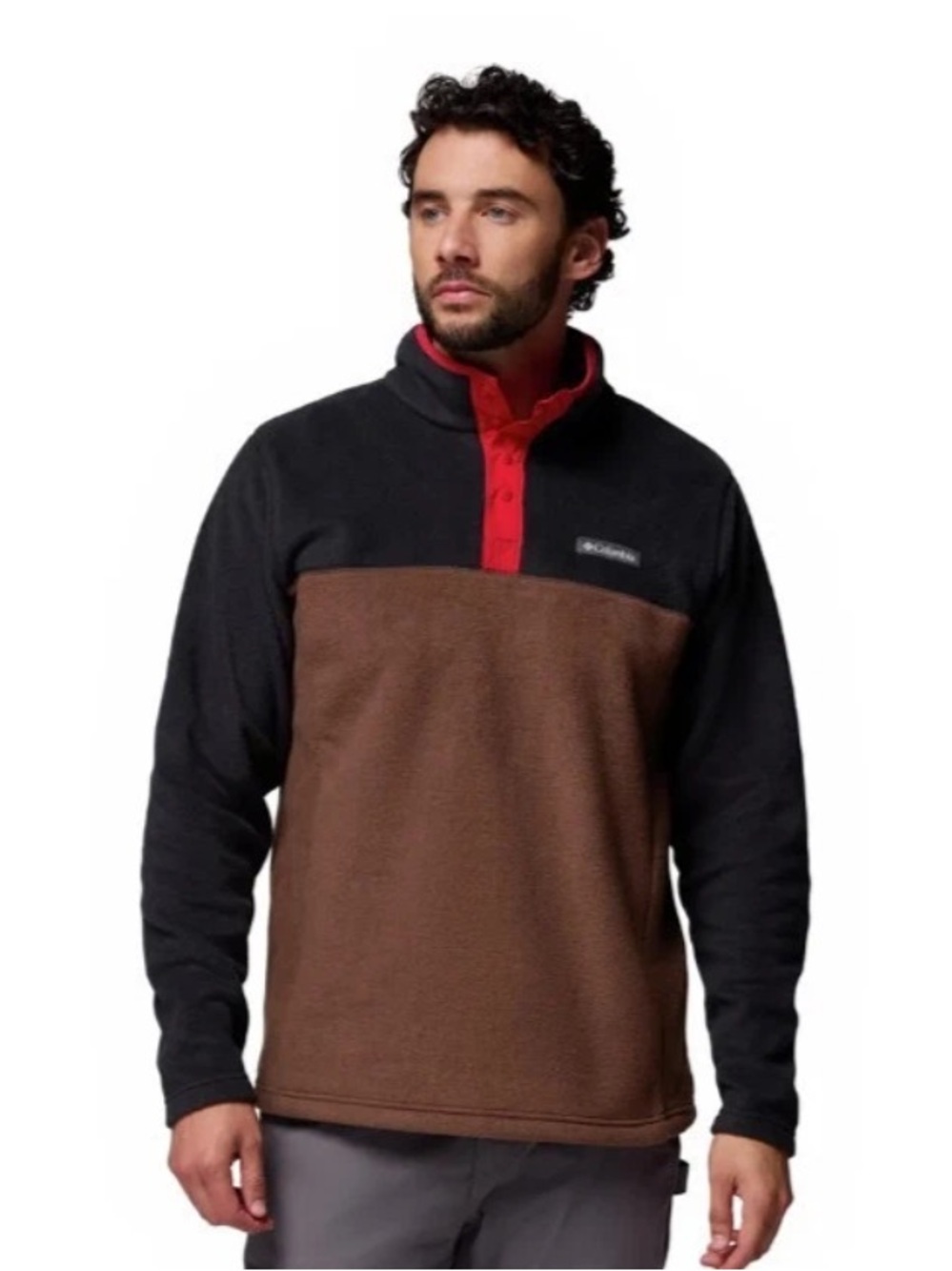 Columbia Men’s Steens Mountain Fleece Pullover Half Snap BROWN BLACK Large NWT
